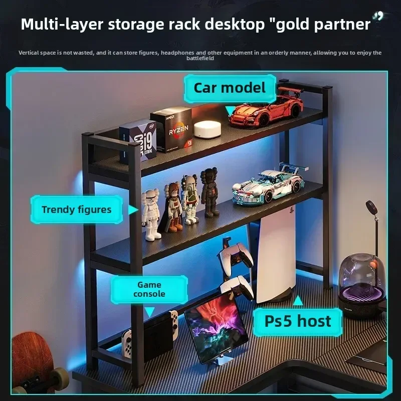 Corner Gaming Table Double Desktop Home Bookshelf Combination Bedroom Writing Desk Game Desk