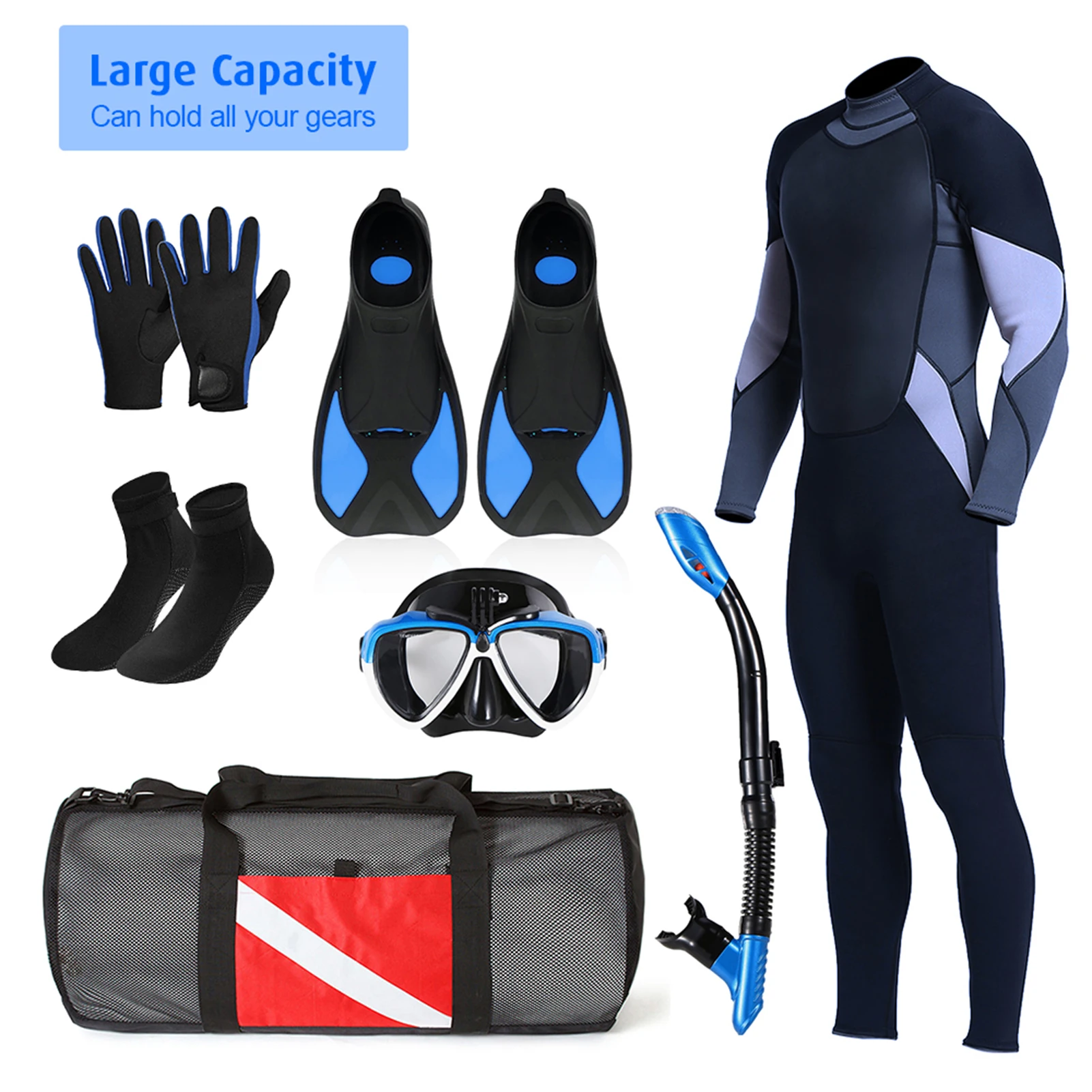 

Сумка-сетка для снаряжения для снорклинга, дайвинга и серфинга: для маски, трубки, ласт