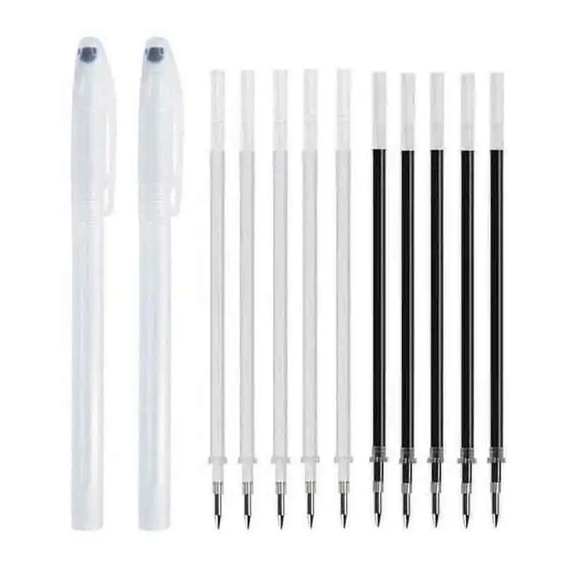 11/12pcs Fabric Marker Heat Erasable Pen Refill Set for DIY Patchwork Dressmaking High Temperature Disappearing Washable Handle