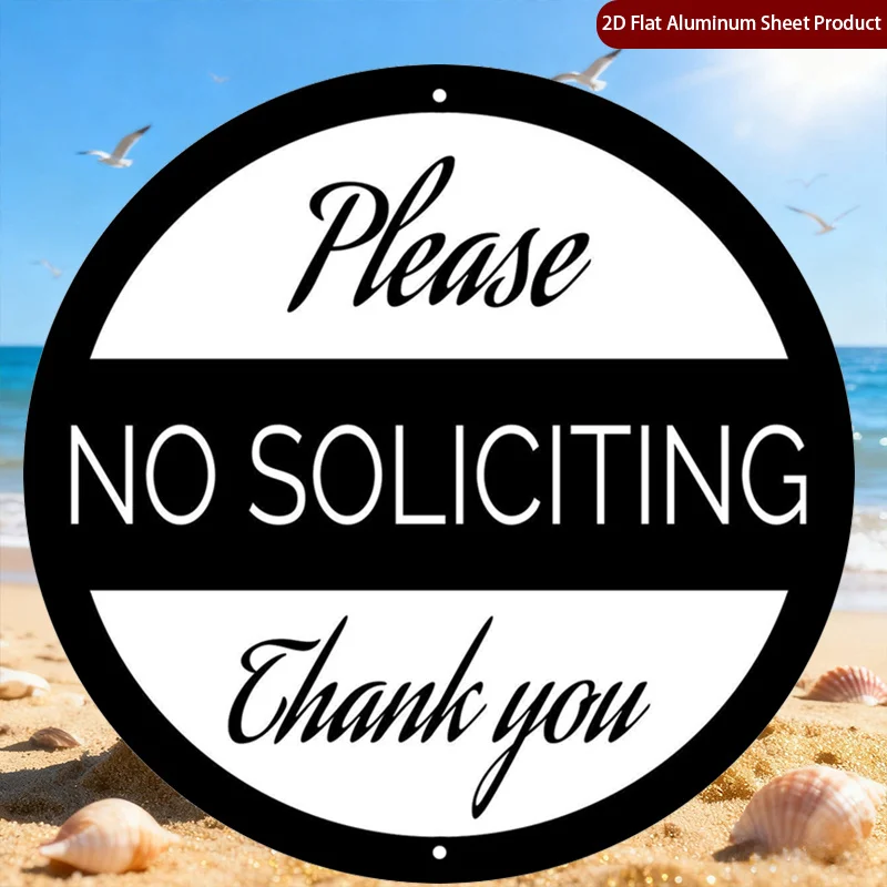 2D Flat, 2D Flat 1pc No Soliciting 20x30cm Plaque,Thank You Sign,Elegant Perfect for Home,Office,Cafe Or Garage Metal Decoration