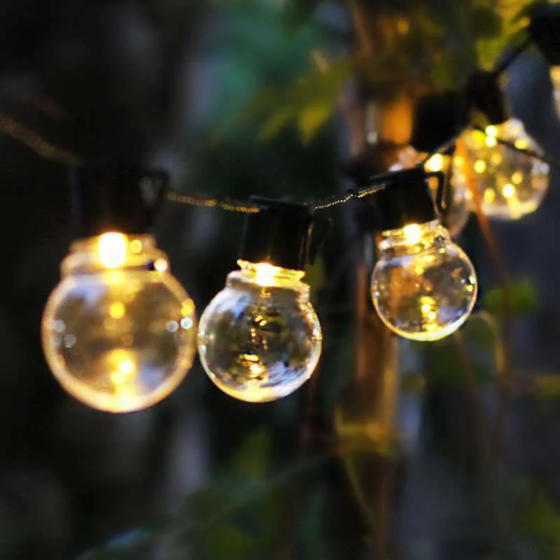 Pop 2.5/5m Solar Outdoor Lights Garland with 10/20 LED Globe Bulbs Fairy Lights Terrace Courtyard Solar Garden Light String Bulb