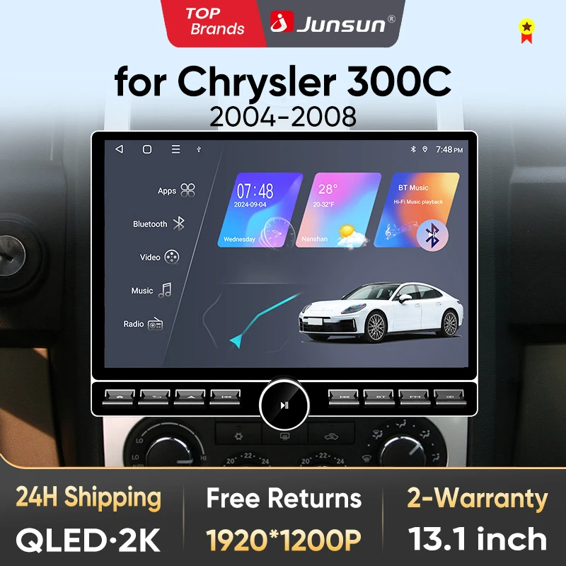 Junsun 13,1″ QLED Wireless CarPlay Android Auto Autoradio für Chrysler 300C Aspen 2004-2008 Intelligente Systeme DSP SWC RDS GPS