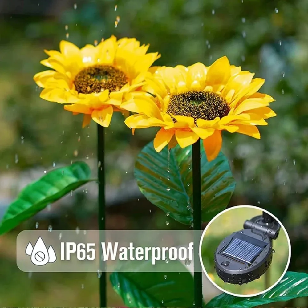 3 Heads LED Solar Simulation Sunflower Light Garden Yard Lawn Night Lights Landscape Lamp Home Decoration Christmas Flower Light