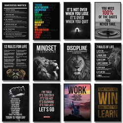 Motivational Quotes Success Poster Lion Mindset Is Everything Canvas Painting Print Art Room Office Home Wall Picture Decor
