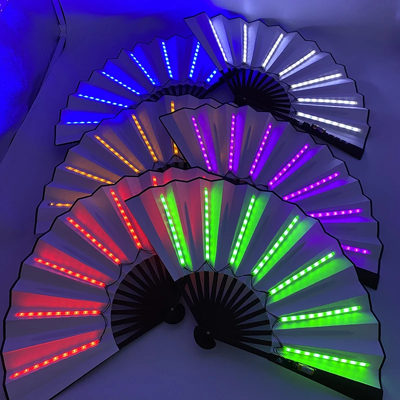 Glow Folding Led Fan Dancing Light Up Fan Stage Performence Props Night Show Glow In The Dark Supplies