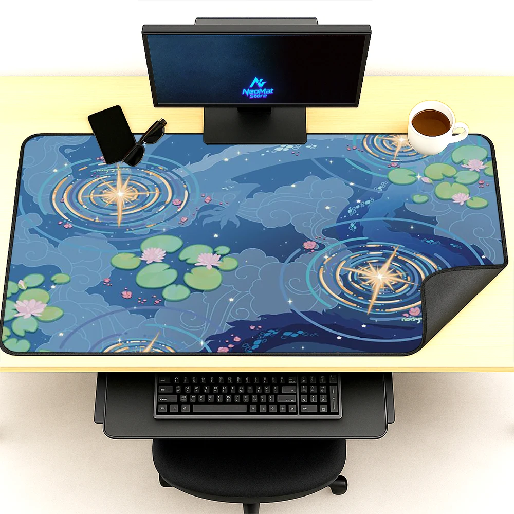 Lotus Desk Pad Playmat XXL Soft 120x60 Mousepad Gaming Lily Computer Accessories Floral Mat Workspace Waterproof
