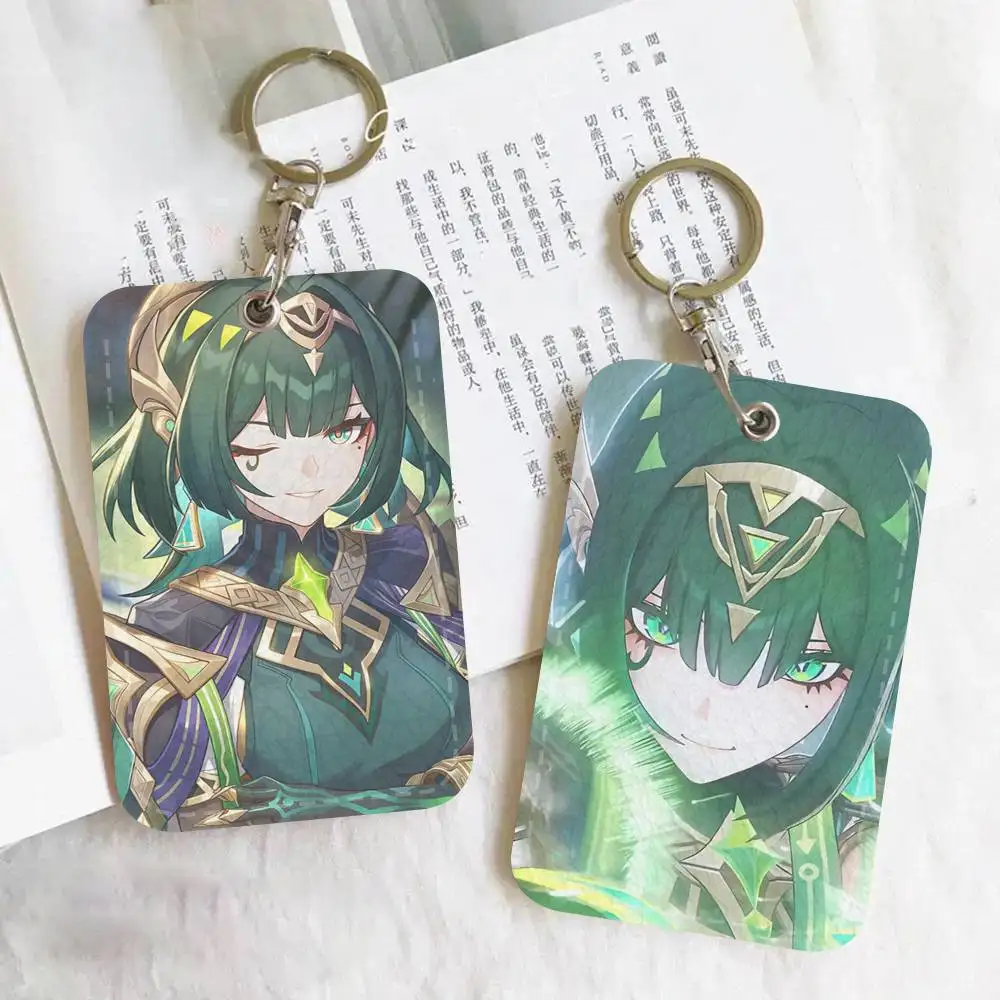 Anime Game Genshin Impact Nefer Holder Suitable For Bank Card Subway Bus Card Wallet Card Case Badge Holder Keychain