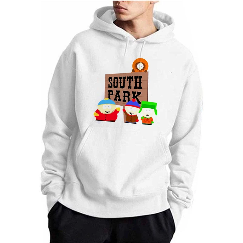 South Park Print Fashion New Graphic Hoodies Men Nuevo En Sudaderas Black White Clothing Design New Sudaderas Para Hombre