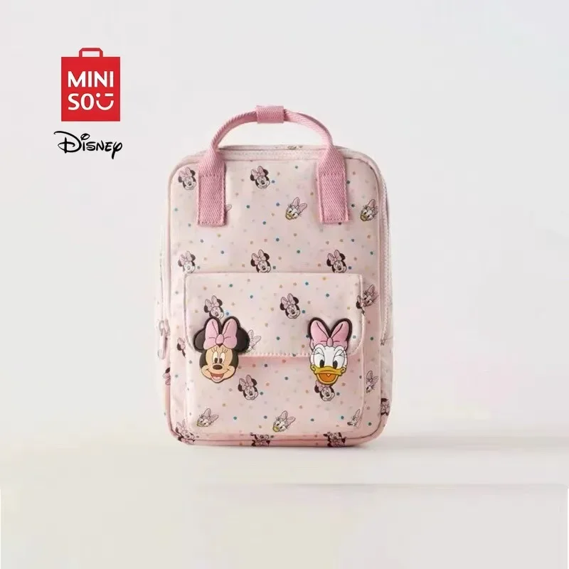 

MINISO Disney Pink Minnie Double-shoulder Backpack for Kindergarten Girls Cartoon Lovely Waterproof Fashion New Outdoors Bag