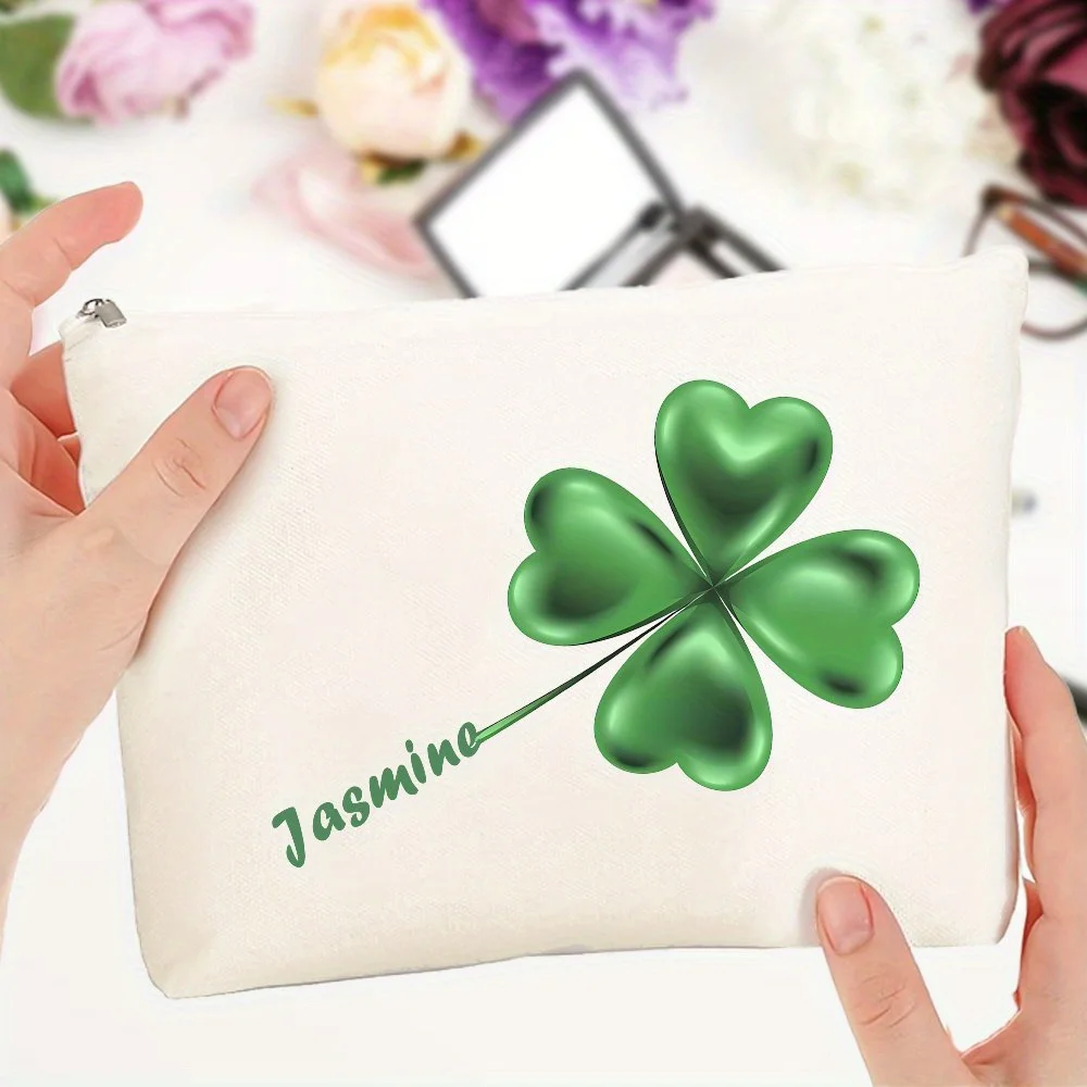 Personalized Makeup Pouch Lucky Clover Perfect Saint Patrick's Day Gifts Birthday Presents Chic Practical Travel Cosmetic Bag