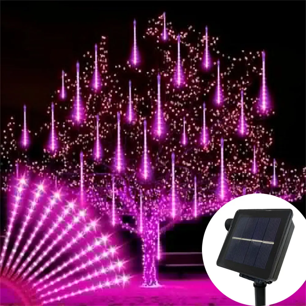 30/50 سنتيمتر في الهواء الطلق الشمسية LED النيزك دش ضوء سلسلة حديقة جو جارلاند الجنية أضواء حفل زفاف التخييم غرفة ديكور #1