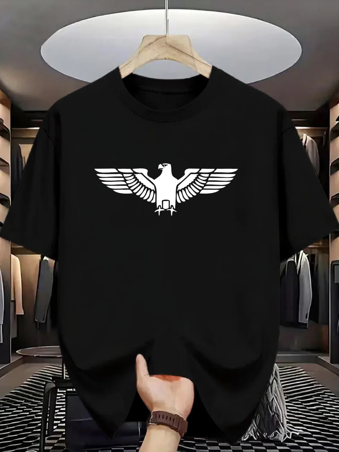 Kurzarm-T-Shirt mit Adlermuster, Sommer-Neuheit für Erwachsene mit Rundhalsausschnitt, Outdoor-Casual-Stil