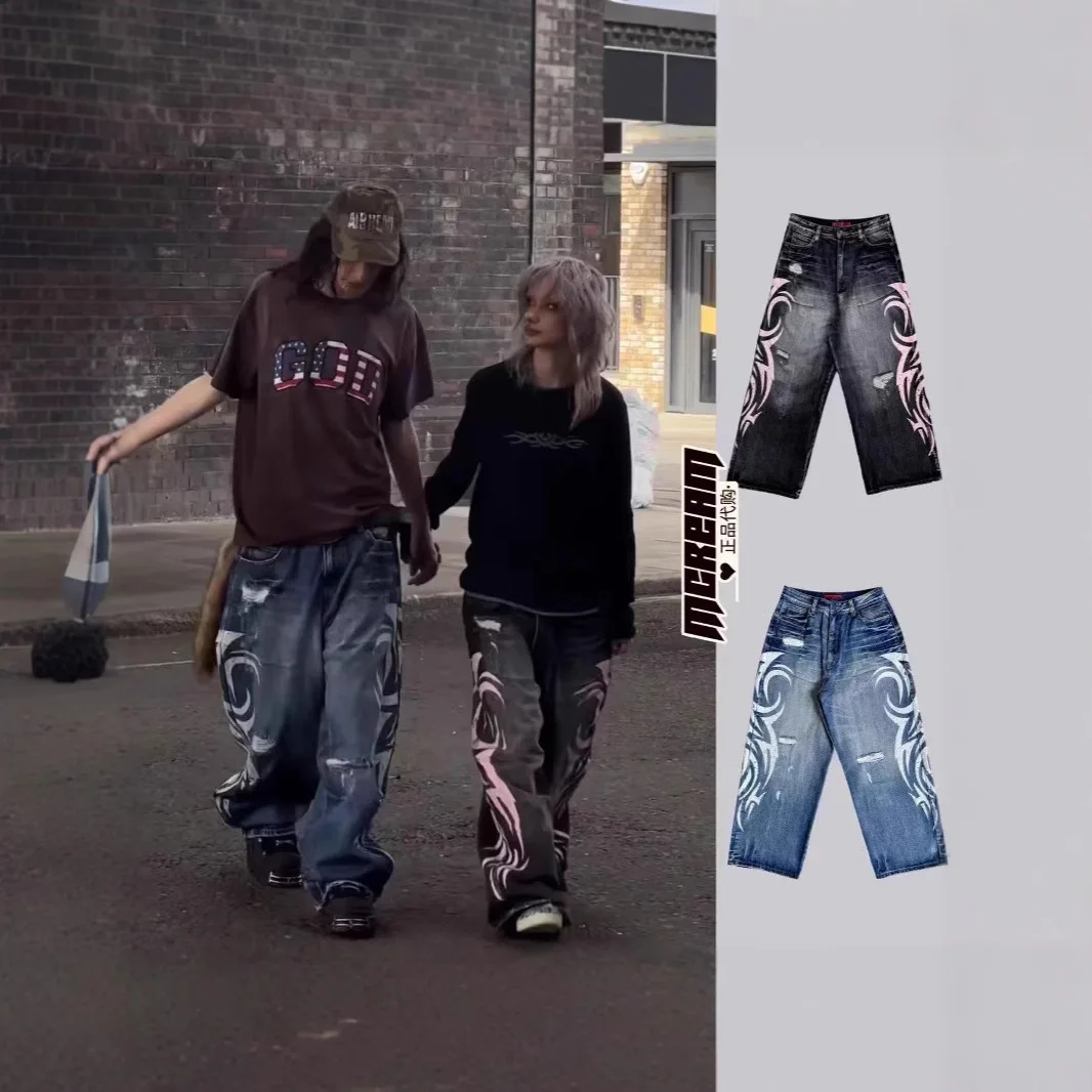 

Jaded London Y2k Vintage Gothic Jeans Women Harajuku Grunge Baggy Denim Trousers Punk Hip Hop Black Streetwear Wide Leg Jeans