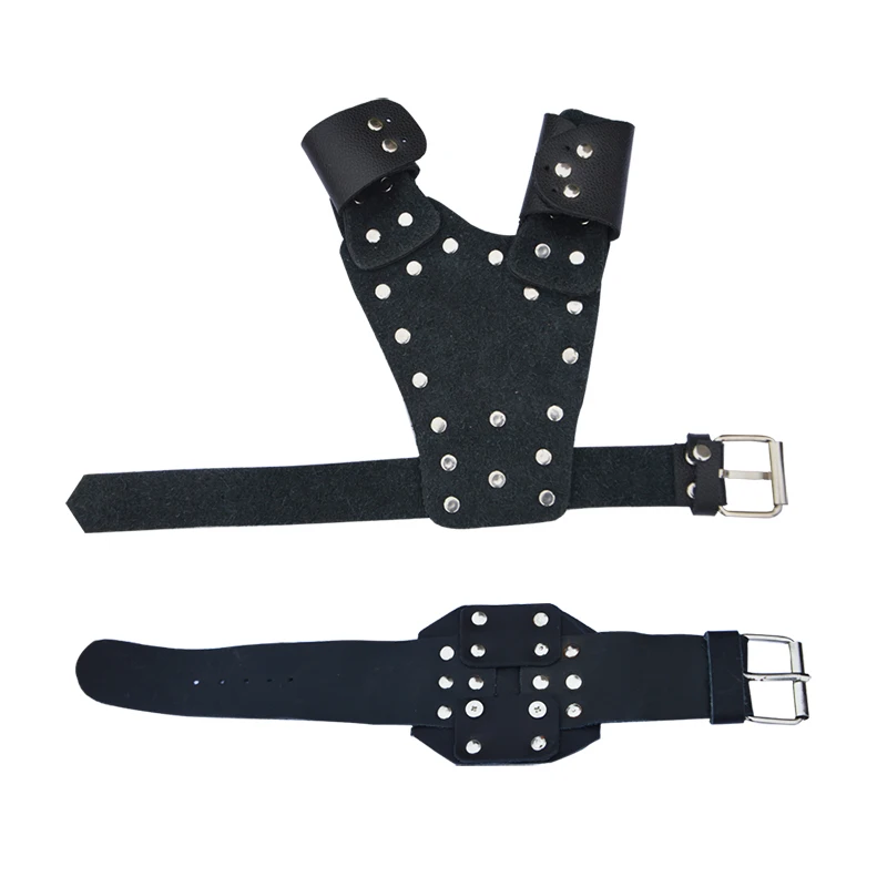 Acessórios de caça protetor de pulso de couro aba de dedo equipamento de proteção com arco recurvo composto