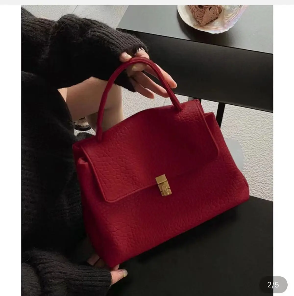 Maxdutti französische Mode elegante einfache weiche Leder Einkaufstasche Schulter Umhängetasche Textur große Kapazität Pendler Handtasche