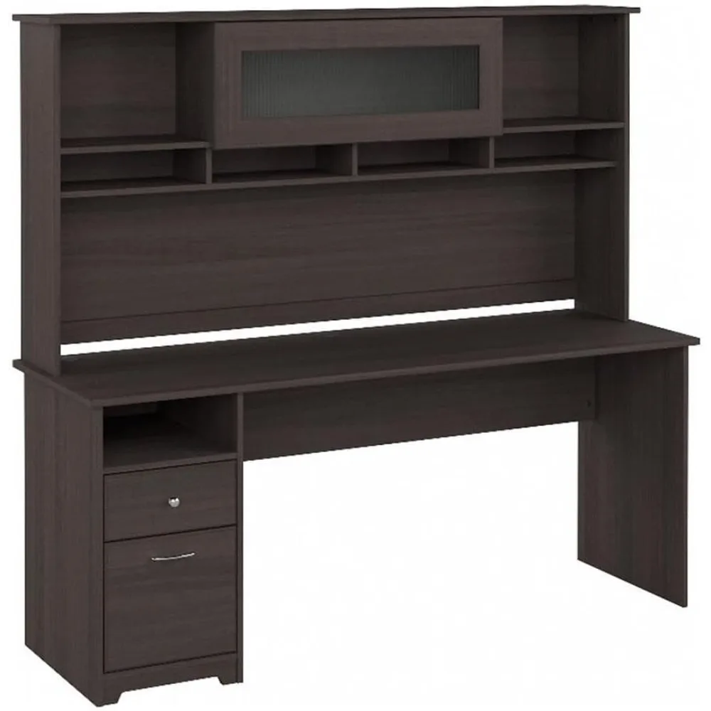 

Heather Gray 72-Inch Wide Cabot Desk with Storage Hutch