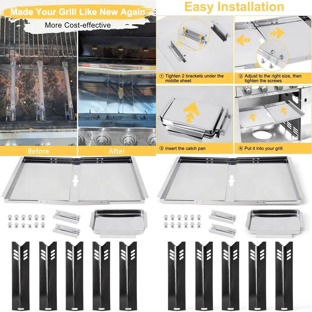 

Dyna-Glo DGF510SBP/SSP, Backyard BY13-101-001-12, BHG BH13-101-099-01 Grill Grease Tray, Heat Plates & Drip Pan Set