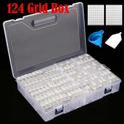 124 Grids Diamond Painting Box, Art Craft Storage Containers, Mini Individual Jars Beads Organizer Drawer for Beads, Nails, Rhin