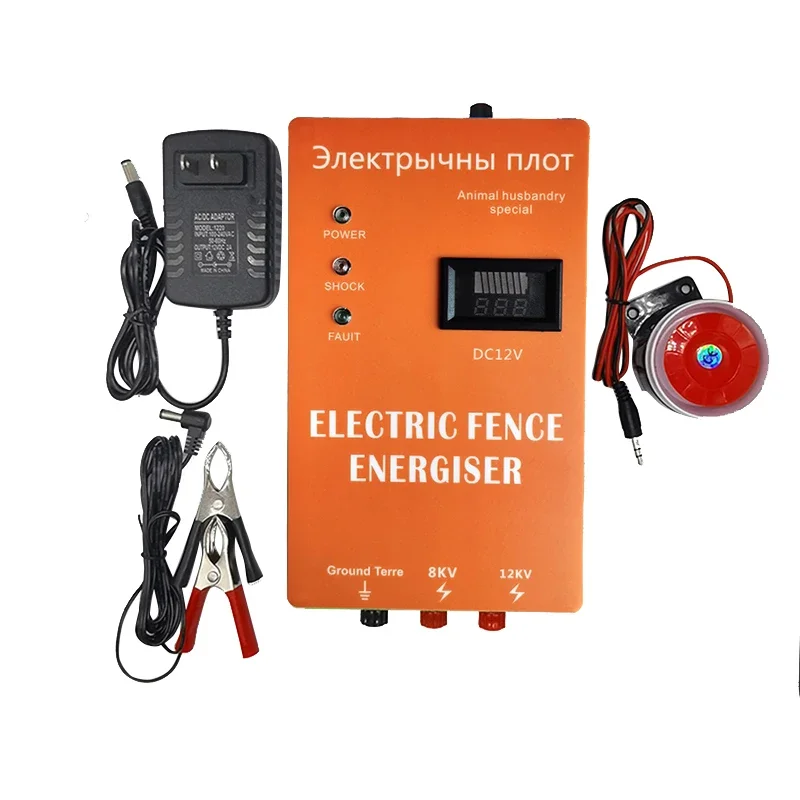 Source Factory Energizer Electric Fence 20 Acre 2 in 1 Powered by Battery or AC Outlet 10000V 5J Pulse Electric Customized