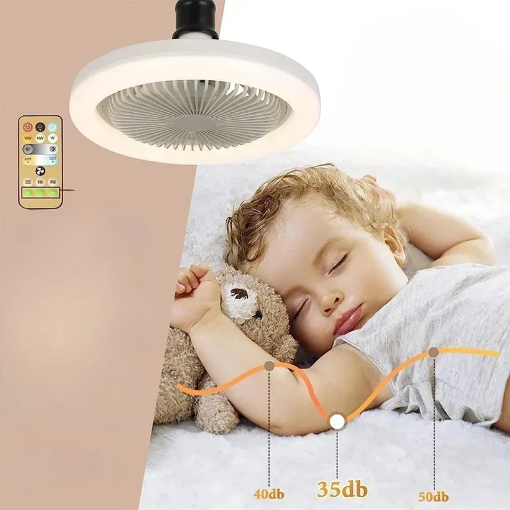 COOINJOY 3-in-1 Ceiling Fan with Remote Control Lighting Lamp Lighting Base for Bedroom and Living Room Silent and Convenient