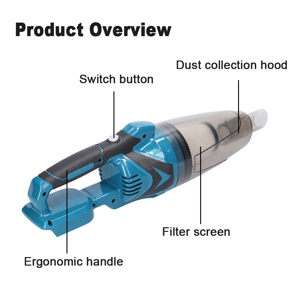 Electric Cordless Vacuum Cleaner Portable Handheld Vacuum Cleaner Multifunctional Household Lithium-Ion Cleaning Tool for Makita