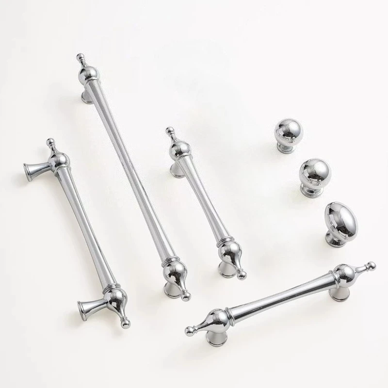 Französische Antik-Silbergriffe für Kleiderschrank-Schubladen, Cremefarbenes Chrom, Amerikanischer Minimalistischer Schlafzimmer-Schuhschrank-Türbeschlag, Möbelgriff – Detail 13