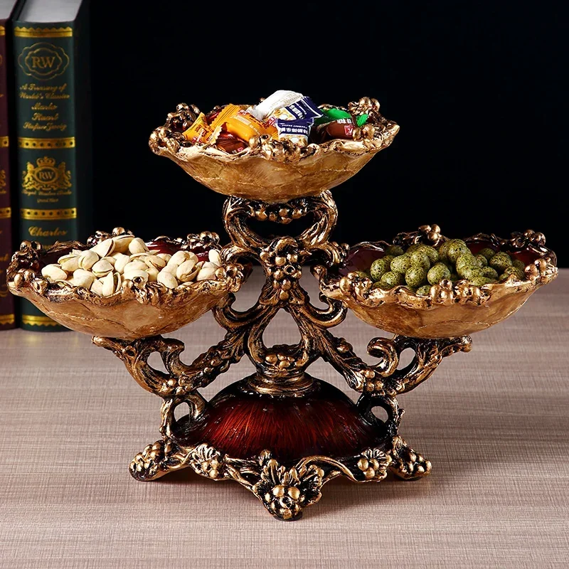

European Luxury Resin Ornaments – Diamond Fruit Plate, Ashtray, Tissue Box, Home Decor Crafts, Wedding Figurines Gifts