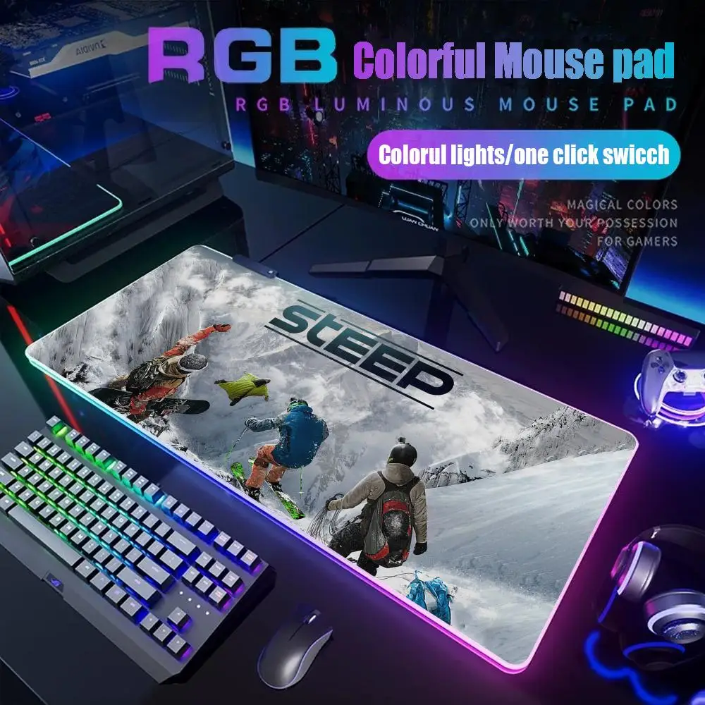 

STEEP Mouse Pad Gamer Rgb Desk Mat Back Light Led Mousepad Setup Gaming Accessories Deskmat Big Mousepepad Backlight