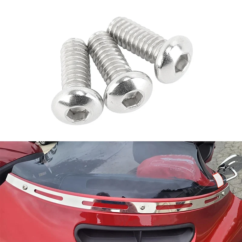 

3 Pcs Motorcycle Bolts Motcross Windshield Trim Torx Screw Bolts Kit For Harley Touring Electra Glide Tri Glide 1994-2013