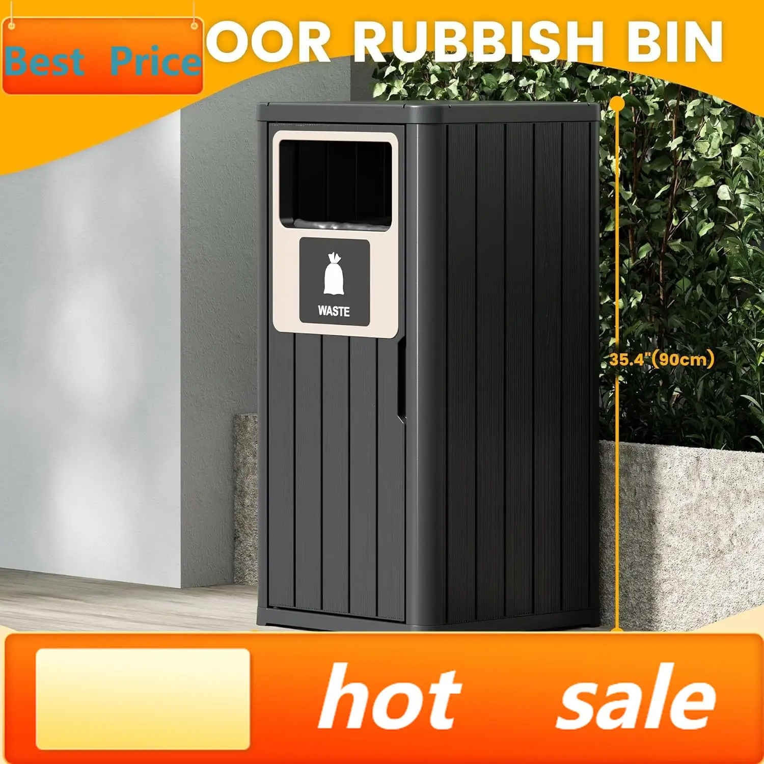 

Популярная уличная мусорная урна на 22 галлона, водонепроницаемая, из полимерной смолы, для патио, сада, черная