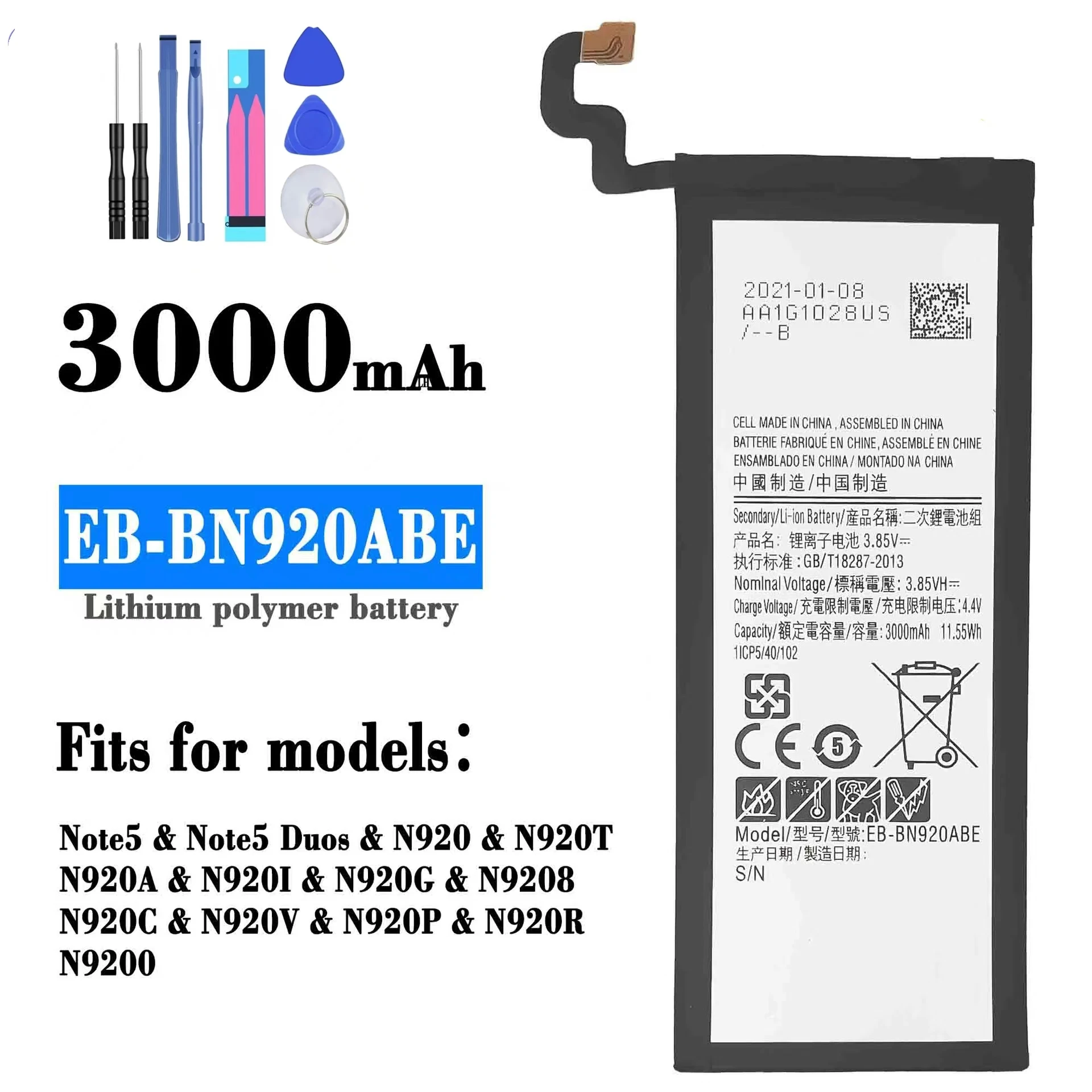 For Samsung Galaxy NOTE5 EB-BN920ABE Original Battery,Mobile Phone Battery Replacement,Repair Parts,Free Tools