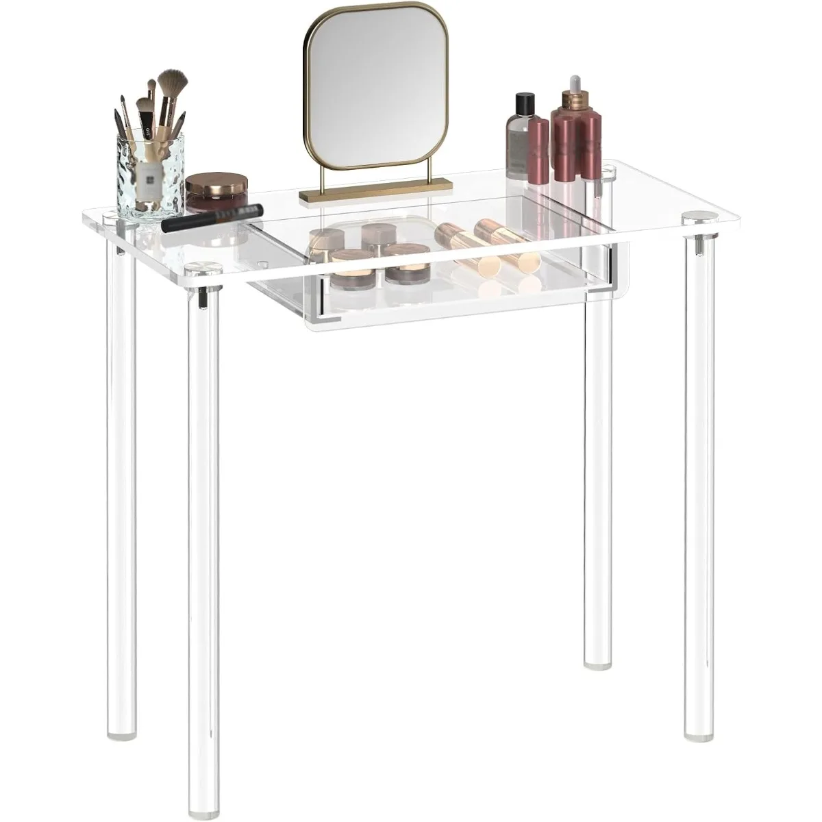 Eglaf-tocador de acrílico para maquillaje, mesa transparente con cajón, pequeña, para dormitorio