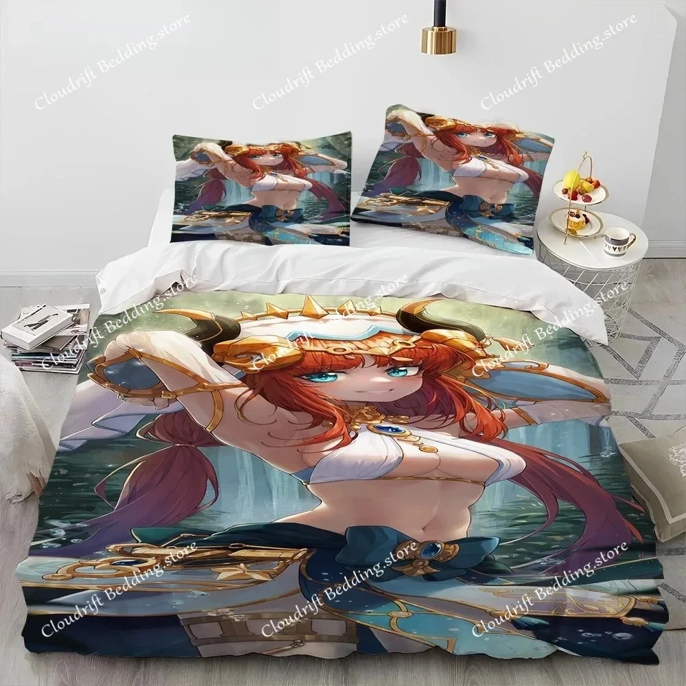 

Genshin Impact Game Gamer Cartoon Comforter Bedding Set,Duvet Cover Bed Set Quilt Cover Pillowcase,king Queen Size Bedding Set