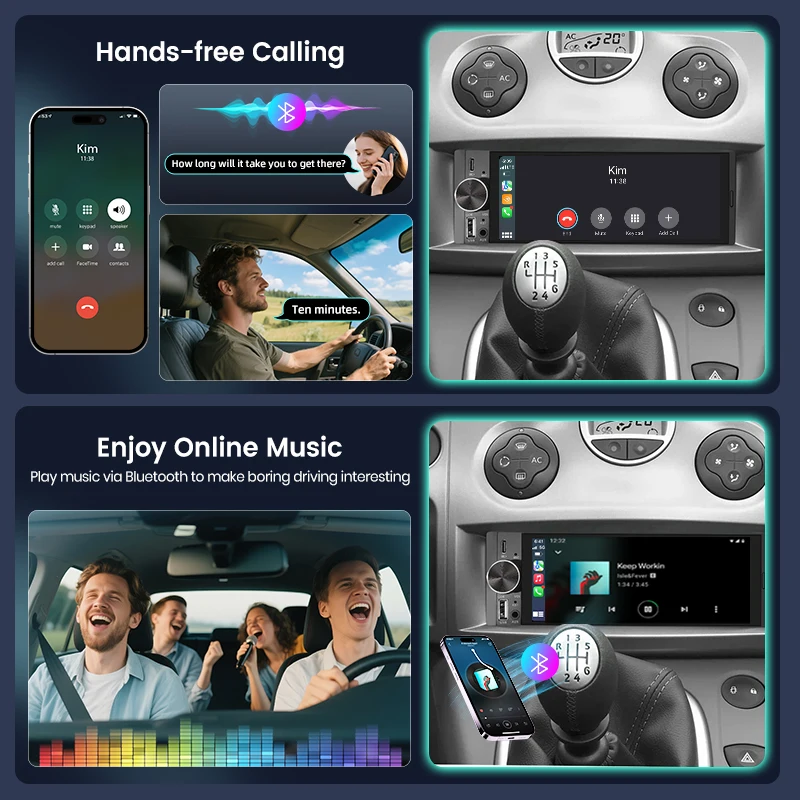 Junsun 1Din IPS 6.26 بوصة لاسلكي Carplay أندرويد السيارات راديو السيارة الوسائط المتعددة فيديو MP5 لاعب شاشة تعمل باللمس ستيريو عالمي