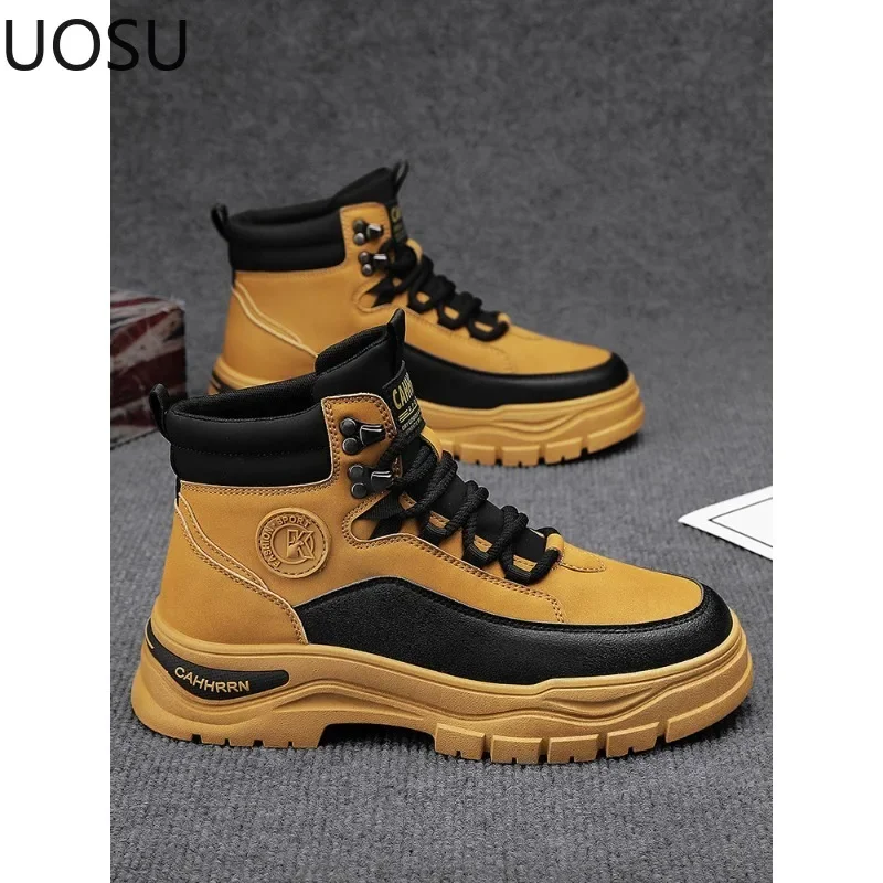 High Motorcyclist Boots Platform Height-increasing Shoe for Men Snow Boot Explosive Style New Style Keep Warm Personality Cool