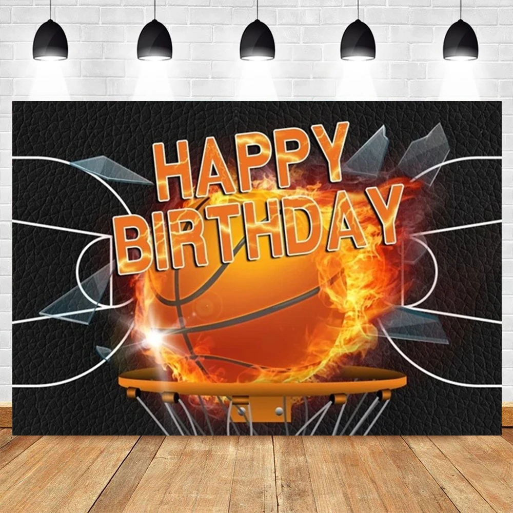 

Basketball Happy Birthday Backdrop Boys Birthday Party Customize Photograhpy Background Wall Decor Banner Photo Studio Prop