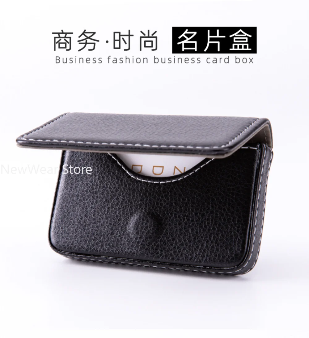 New Arrival High-Grade PU Leather+stainless Steel Men Credit Card Holder Women Metal Bank Card Case Card Box