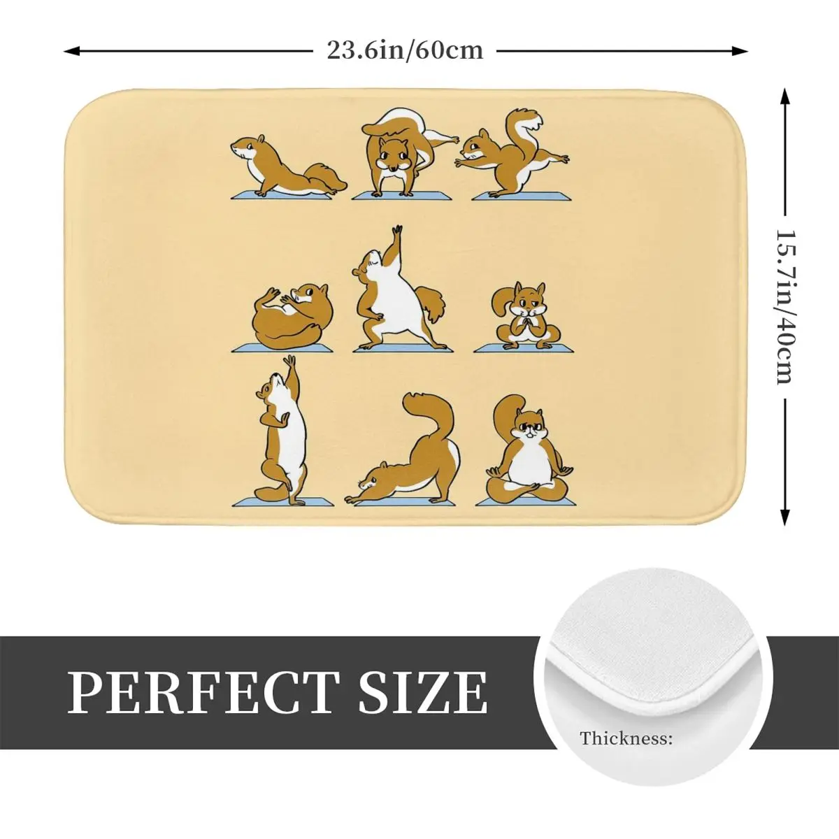 Squirrel Yoga Non-slip Doormat Floor Mat Water oil proof Carpet Rug for Kitchen Entrance Home Balcony Footpad Mats