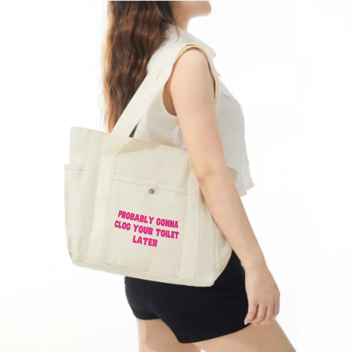Probably Gonna Clog Your Toilet Later Large Capacity Multi-Pocket Shoulder Bag Office Commute Tote