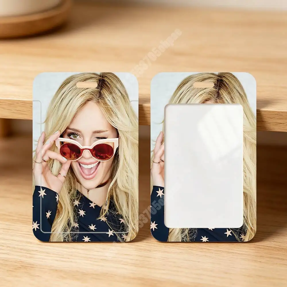 H-Hilary D-Duff Luck or Something Plastic Card Holder Worker ID Card Clear Transparent Employee Visitor Pass