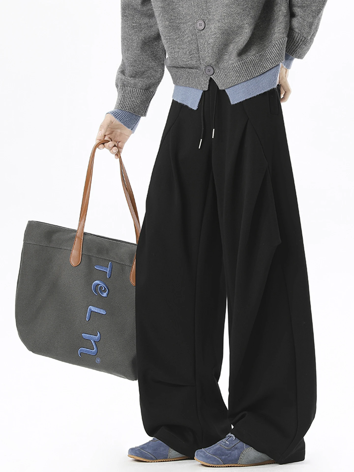 

Мужские брюки Cleanfit в японском стиле, плиссированные, широкие, повседневные, свободные, удобные, модные, осенние, из полиэстера и хлопка