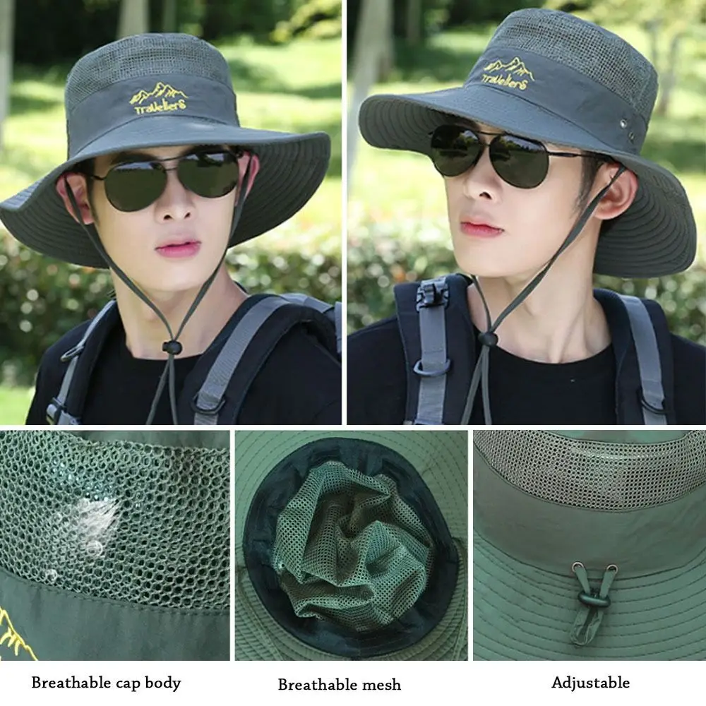 Gorra de pesca con ala ancha transpirable de Panamá para sol - imagen 4