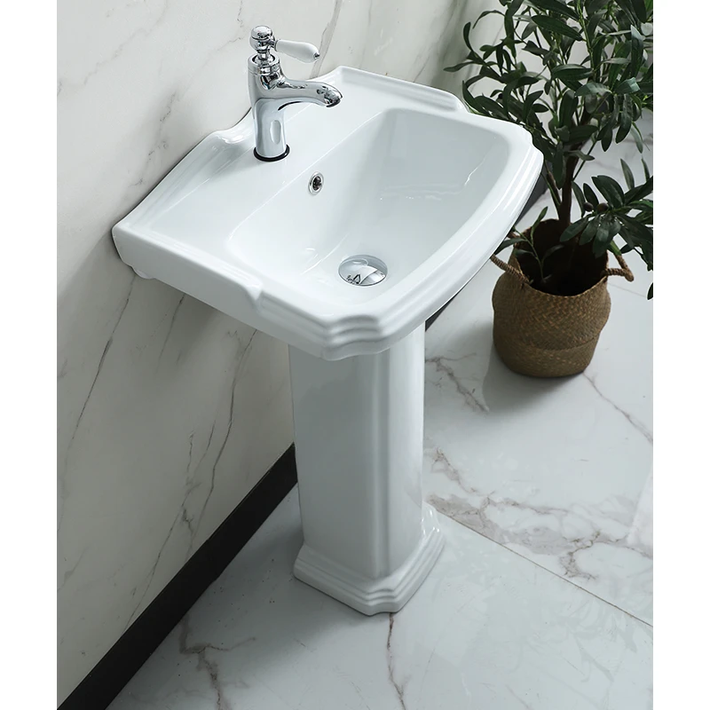 Retro style ceramic pillar washbasin small unit