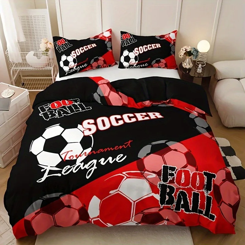 Cartoon Game Controller Letter Print Bedding Set Breathable Polyester, Machine Washable - Perfect for All Seasons