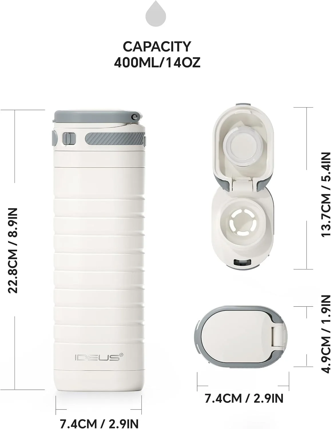 

Ideus 355ml Stainless Steel Insulated Cup, Portable Sports Insulated Cup, Outdoor Water Cup, Lockable Lid Leak-Proof Cup