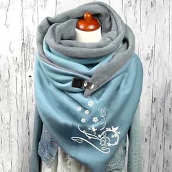 Women'S Scarf Warm Fashion Soft Wrap Scarve Shawls Unisex Pashmina Wrap Foulard Cotton Print Button Winter Cashmere Scarf Shawl