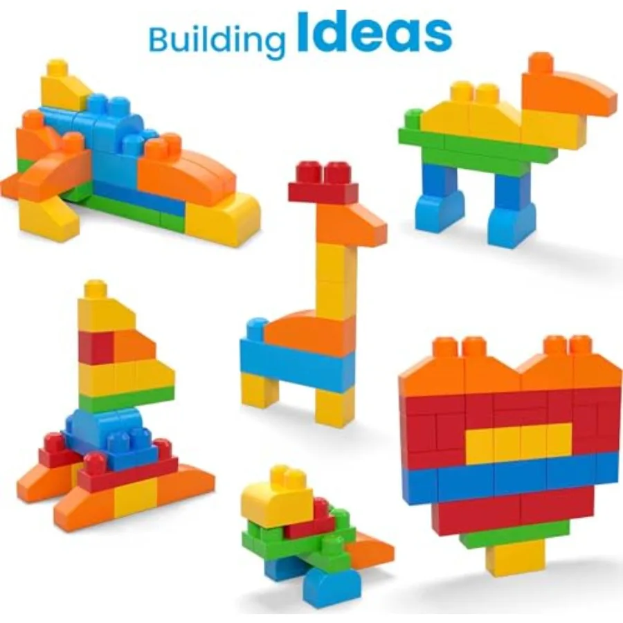 เมก้าบล็อก ชุดตัวต่อสำหรับเด็กเล็ก ชุดของเล่นตัวต่อแบบดีลักซ์ พร้อมกระเป๋าใส่ตัวต่อ 150 ชิ้น และที่เก็บของ สำหรับการเล่นสร้างสรรค์แบบอิสระ รุ่น B