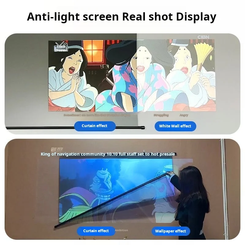 Projector Screen With Stand Metal Grey 4K 16:9 HD Foldable Splicing Anti-light Projection Projector Screen for Gift