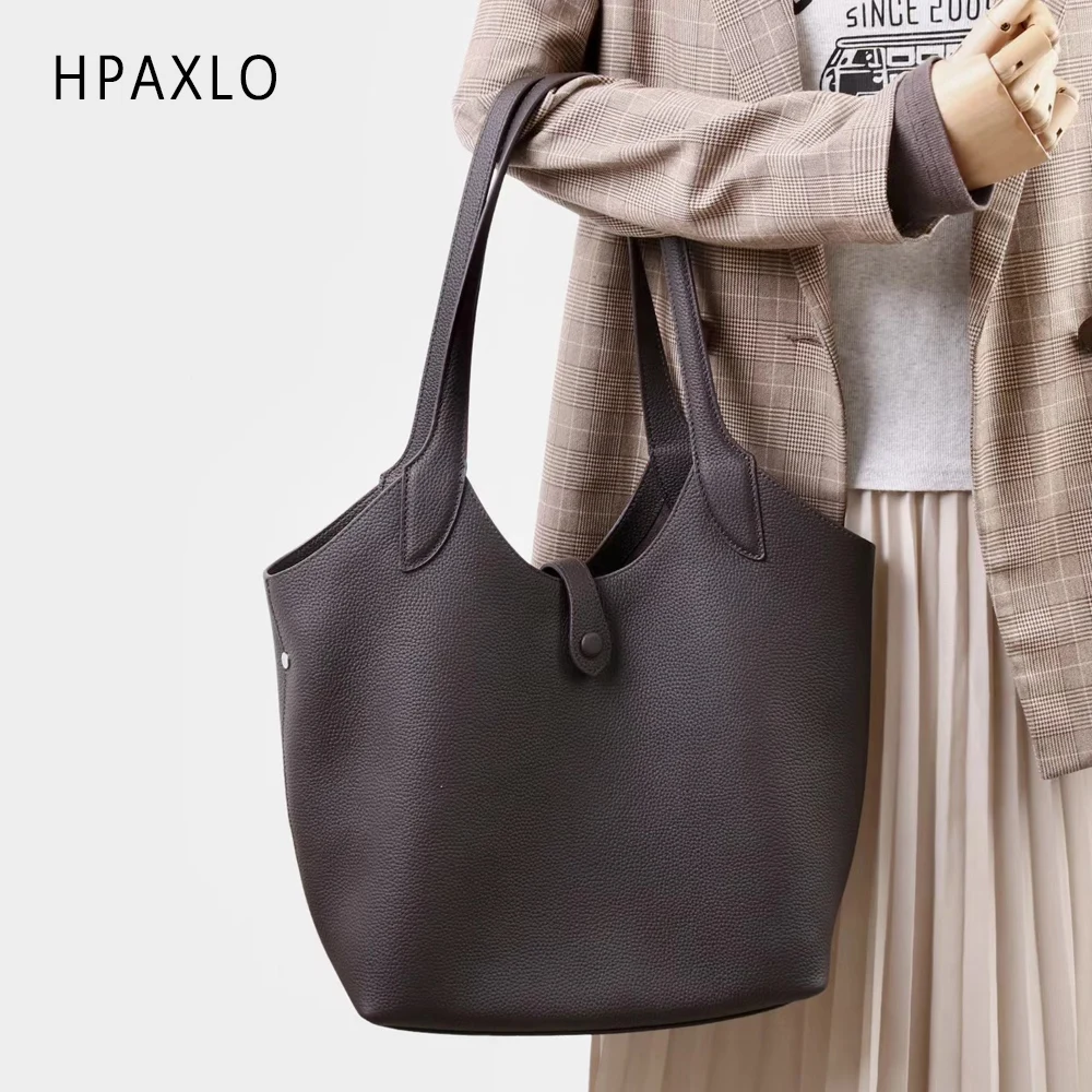 حقيبة يد عصرية من الجلد المحبب بالكامل وواسعة لعمال المكتب أنيقة وبسيطة وفريدة من نوعها حقيبة كتف مميزة حقيبة راقية