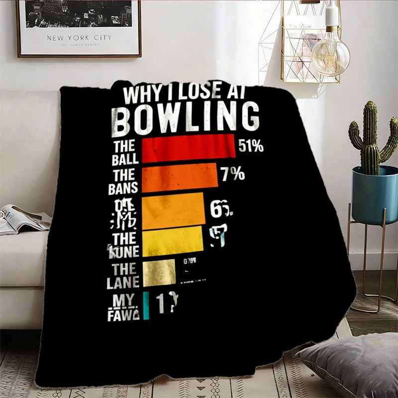 Why I Lose at Bowling Flannel Blanket, Funny Bowling Flannel Throw, Strike and Guterball Humor Cozy Blanket